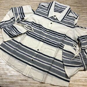 L-71 SPLENDID cold shoulder bell sleeve top  WHITE /NAVY size M nwot